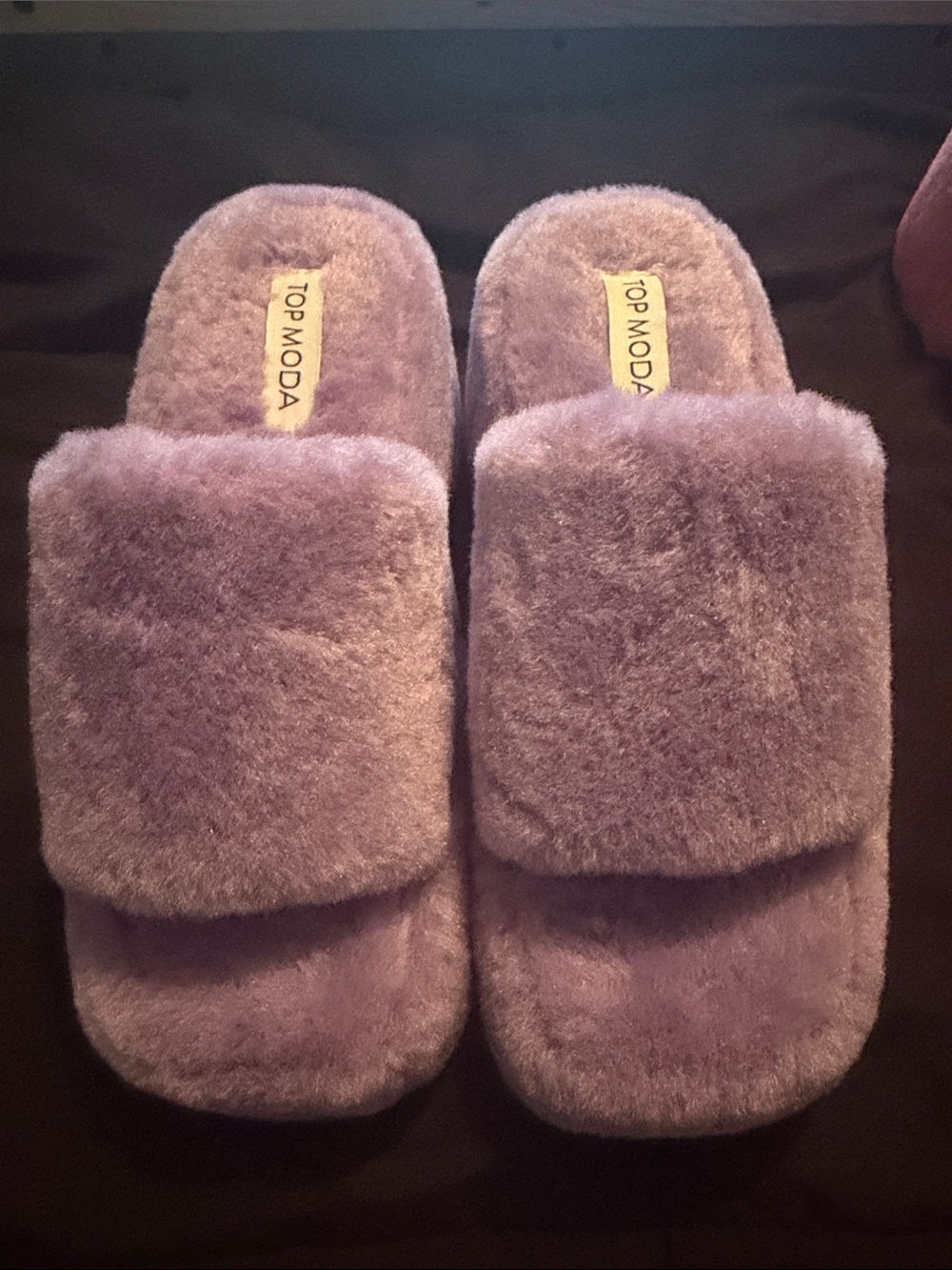 TOP Moda Lavender Plush Slide Slippers